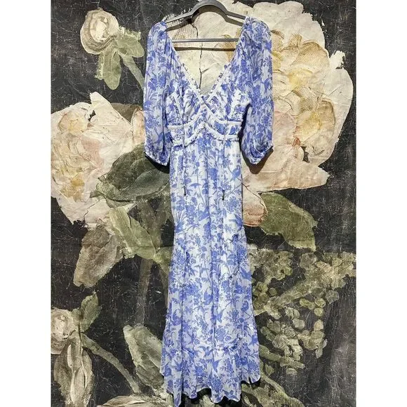New Free People You're A Jewel Printed Maxi Dress Size Large - Picture 2 of 7